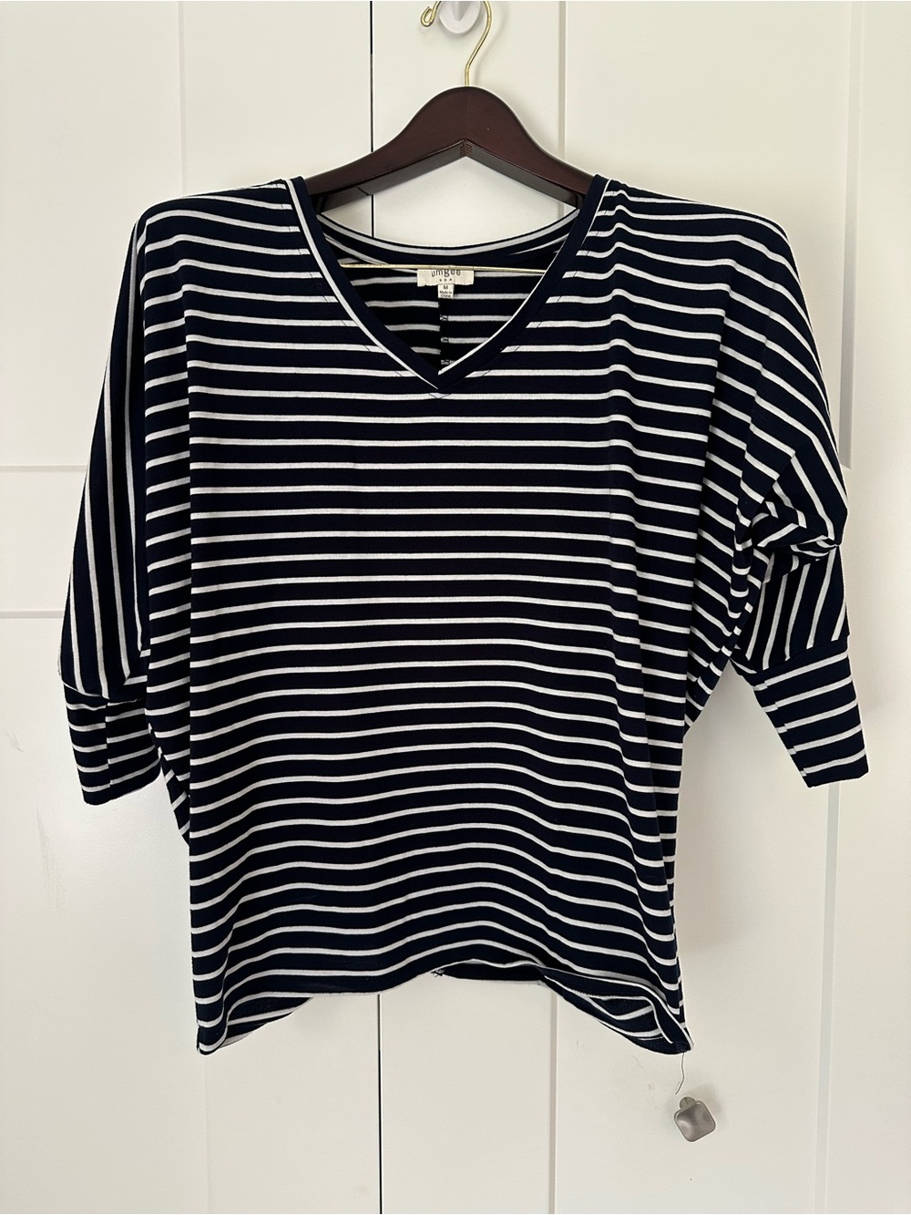 Umgee‎ Navy and White Striped V-Neck Tunic